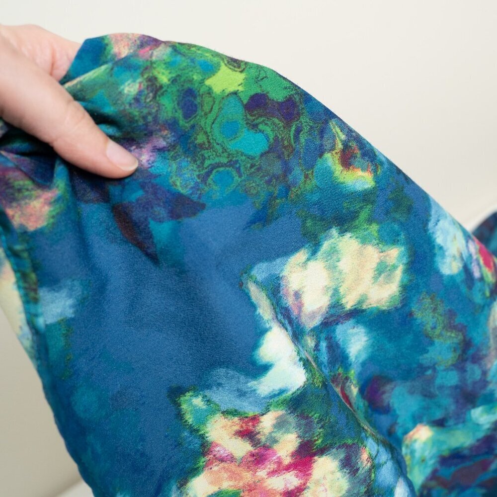 Smash + Tess Kimono Robe Crepe Kimonette Duster Blue Print Floral - Picture 14 of 16